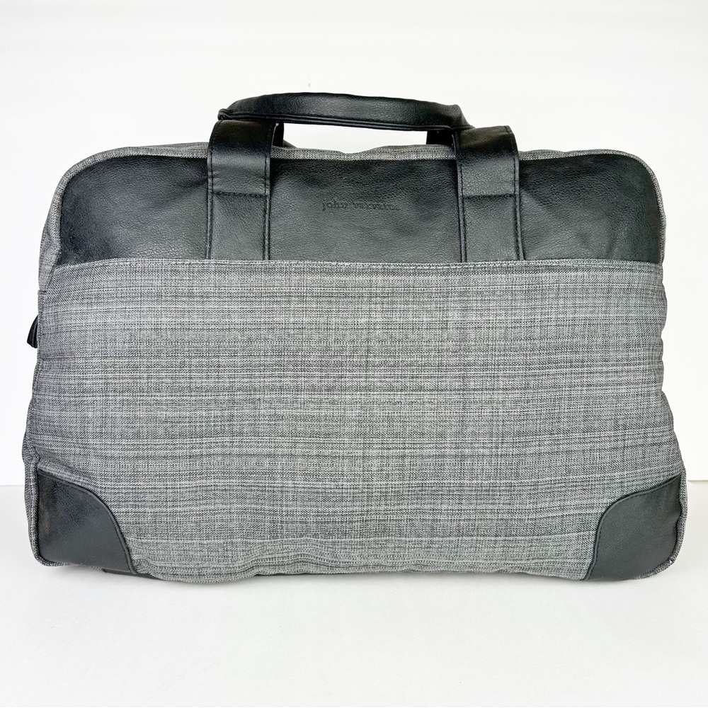 John Varvatos Weekender Gray Black Lightweight Vegan Travel Duffel Bag